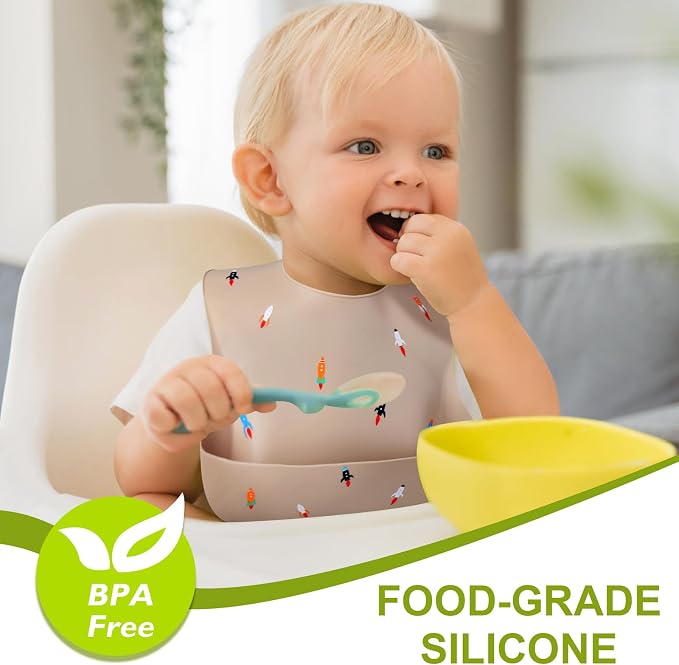 Accmor Silicone Baby Bibs, Waterproof Soft Bibs - Image 2