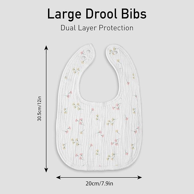 Muslin Baby Drool Bibs for Unisex Boys Girls, 6 Pack Soft Cotton Baby Bib for - Image 8