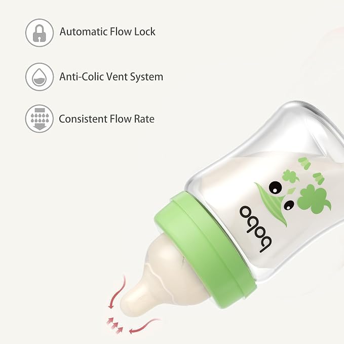 YOHKOH Glass Baby Bottles with Slow Flow Nipple, Newborn Anti-Colic Baby Bottles - Image 7