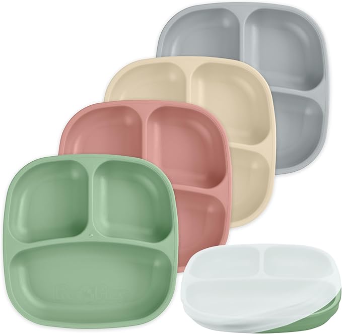 Re-Play Toddler Plates with Dividers & Silicone Lid by Re-Play