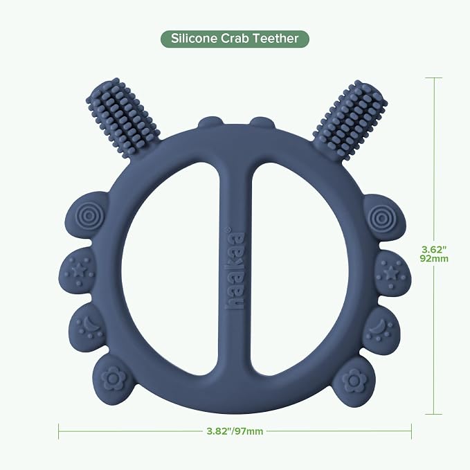 Haakaa Silicone Crab Baby Teether, Teething Toys, 360°Baby Toothbrush Head - Image 8
