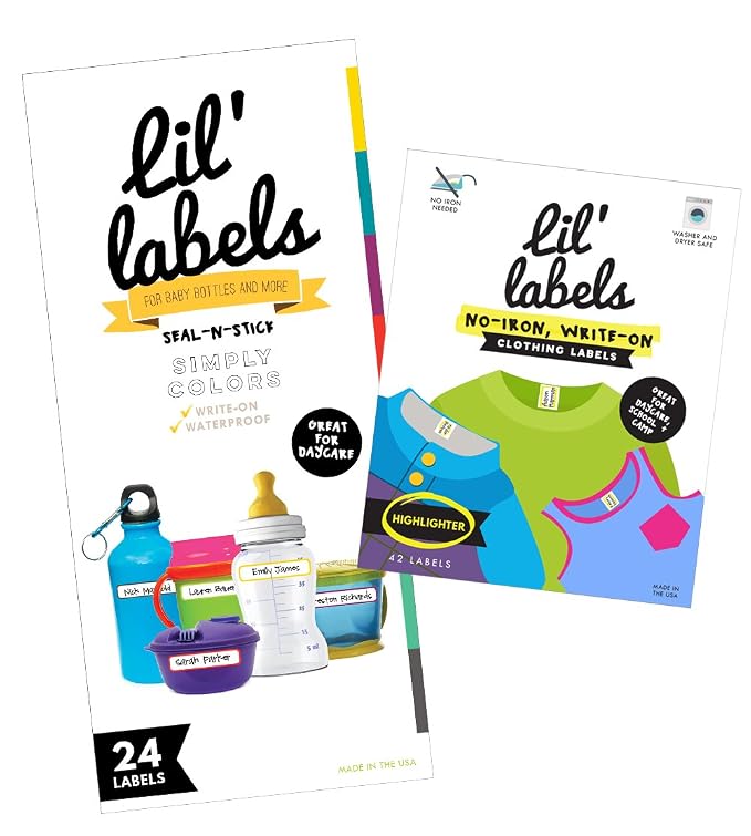Lil' Labels Daycare Value Pack Bottle and Clothing Labels, Waterproof, by LilLabels