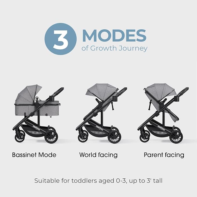 newyoo Bassinet Stroller for Baby, Nestro 516M, Convertible Infant Strollers w - Image 5