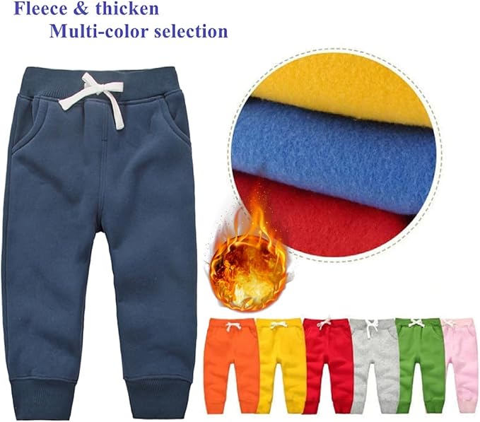 CuteOn Unisex Toddler Jogger Pants Kids Cotton Elastic Waist Winter Baby - Image 3