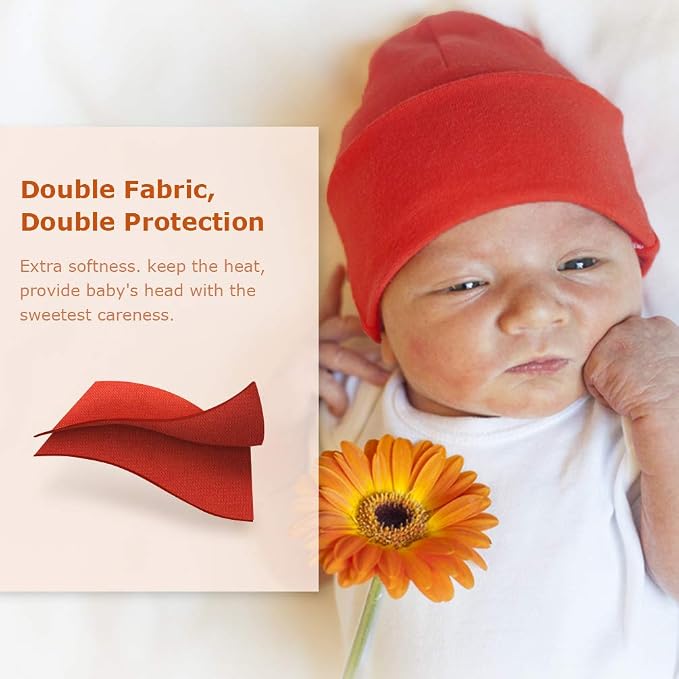 DRESHOW BQUBO 8 Pack Unisex Baby Beanie Hat Infant Toddler Kid Hats Baby Soft - Image 2