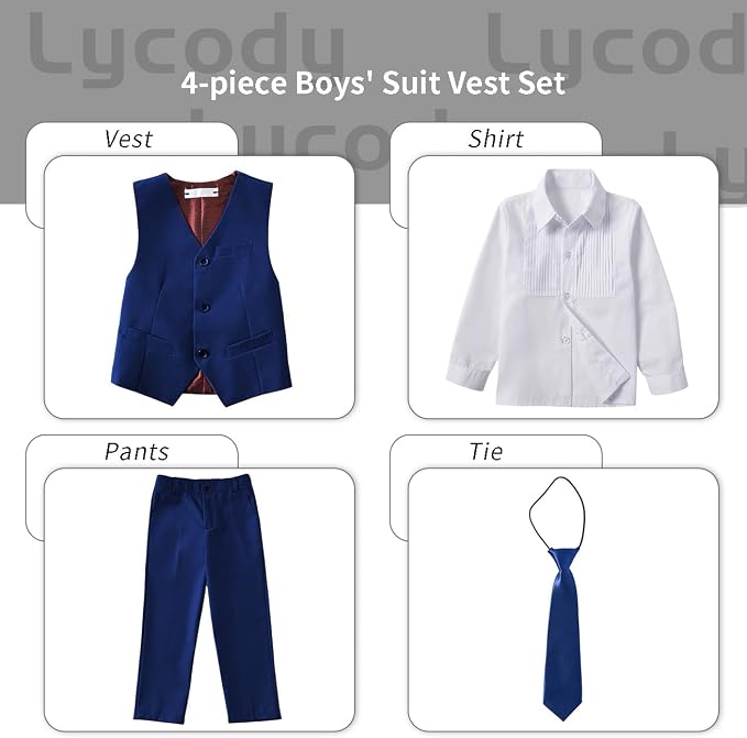 Boys Vest Set Formal Dress Suits Wedding Outfit Dresswear - Image 2