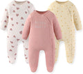 Unisex Baby Boy Girl Footies Rompers Cotton Long Sleeve 3 Pack Infant Jumpsuits by JELYLOVE