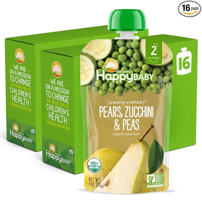 Happy Baby Organics Stage 2 Baby Food Pouches, Gluten Free, Vegan & Healthy by HappyBaby