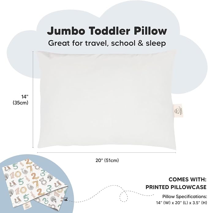 KeaBabies Toddler Pillow with Pillowcase, Jumbo 14X20 - Image 3