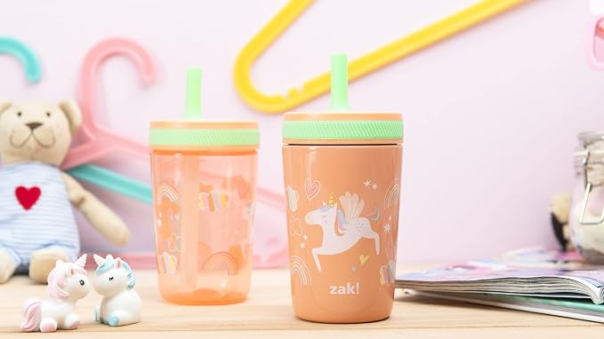 Zak Designs Unicorn Kelso Tumbler Set, Leak-Proof Screw-On Lid - Image 10