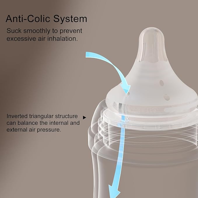 Natural Glass Baby Bottles Gentle & Extra Slow Flow, Newborn Breastfeeding - Image 5