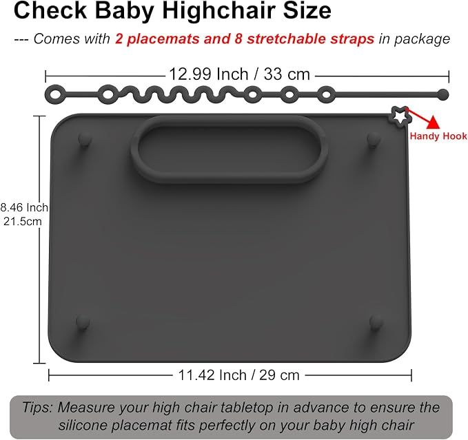 2 Pack Baby Silicone Mat, with Suction Base and 8 Stretchable Straps, Seposeve - Image 6