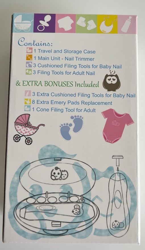 Rechargeable 22 in 1 Baby Nail Trimmer, Usage Labeled Case, 13 Extra - Image 9