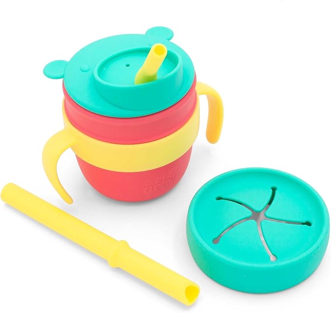 Easy Learn Drink and Snack Set – Baby + Toddler Silicone Learning Cup & Snack by 321Grow