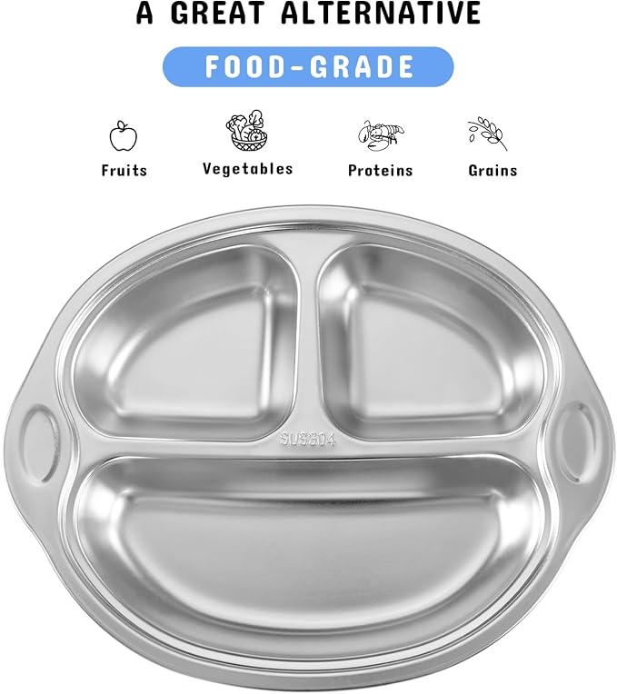 Stainless Steel Baby Suction Plates: Divided Plates - Image 2