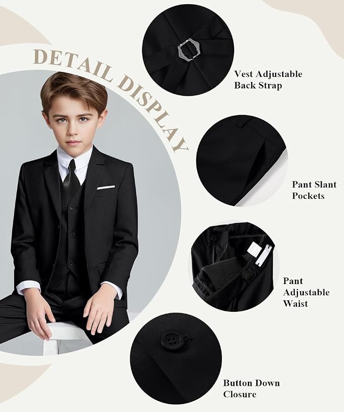 Visaccy Boys Suits Slim Fit Dress Clothes Ring Bearer Outfit - Image 2