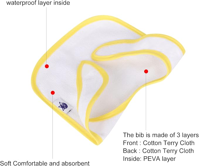 SPINFOX Waterproof Baby Bibs for Girls, Unisex Drool Bib Cotton Solid Knit - Image 3