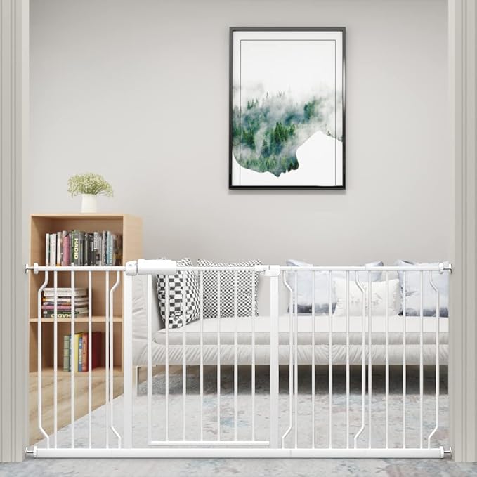 WAOWAO Baby Gate 71.65-76.35" Extra Wide Pressure Mounted Walk Through Swing by WAOWAOBABYSAFETYPRODUCTS