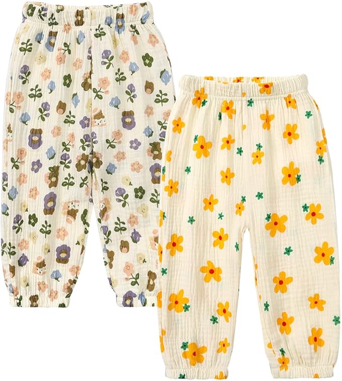 MYGBCPJS Baby Boys Girls Cotton Linen Trousers Kids Casual Ankle Pants Loose by MYGBCPJS