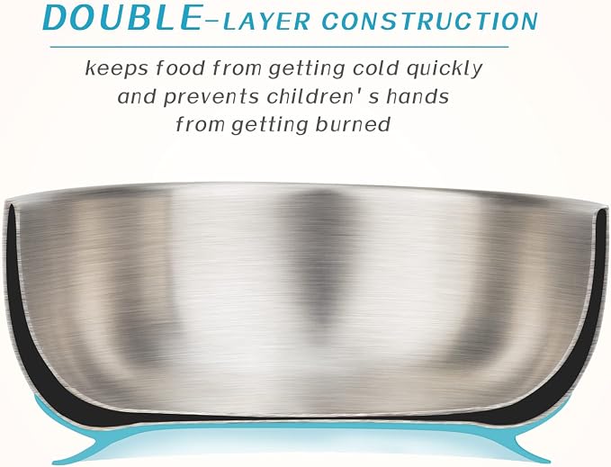 MR. CHOU Baby Bowls with Non-Slip Silicone Suction Cup, Insulated Double-Layer - Image 3