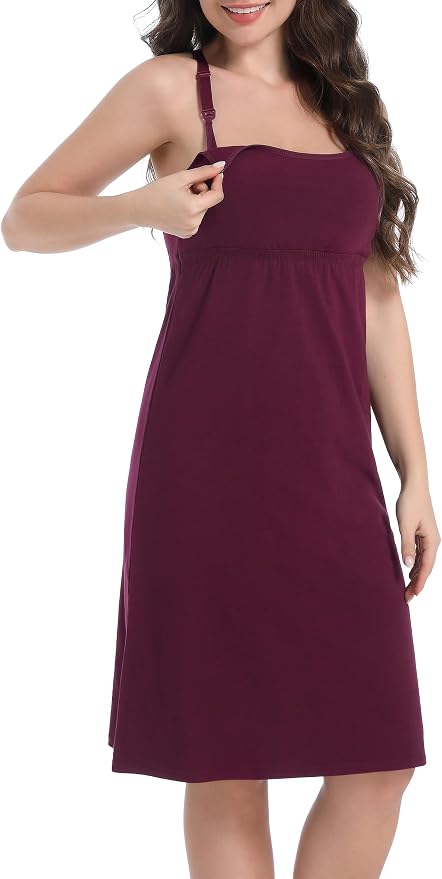 SUIEK 3-Pack Maternity Nursing Nightgown Cotton Breastfeeding Dress Pregnancy - Image 2