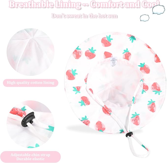 Baby Girl Sun Hat with UPF 50+ Outdoor Adjustable Beach Hat with Wide Brim - Image 3