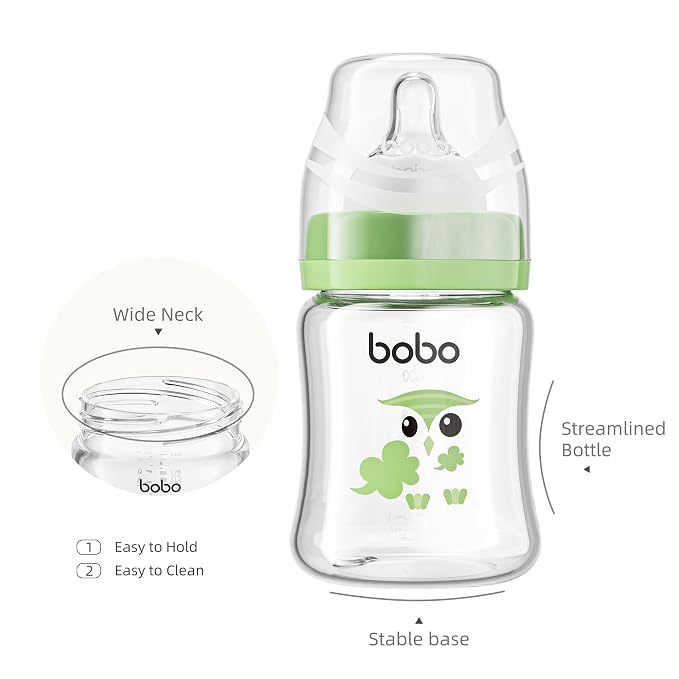 YOHKOH Glass Baby Bottles with Slow Flow Nipple, Newborn Anti-Colic Baby Bottles - Image 5