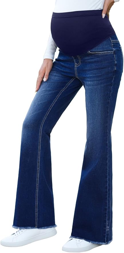BLENCOT Maternity Jeans for Women Over Belly Pregnancy Pants Comfy Pregnant by BLENCOT
