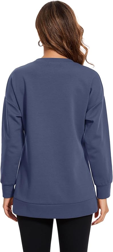 Smallshow Women's Nursing Tops Sweatshirt Long Sleeve Side Split Breastfeeding - Image 4