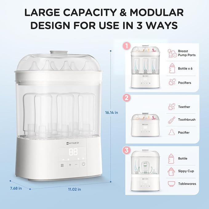 Bottle Sterilizer and Dryer, HIYAKOI Electric Steam Baby Bottle Sterilizer and - Image 5