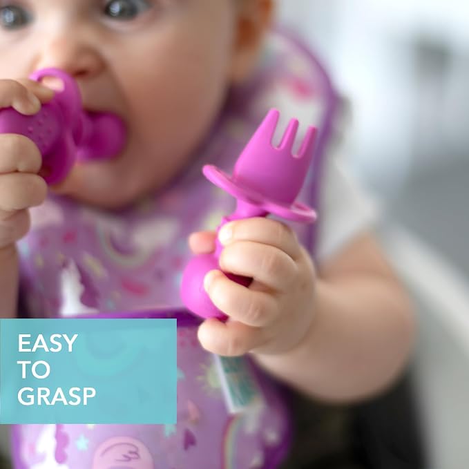 Bumkins Baby Utensils Set, Chewtensils Silicone Spoons - Image 3