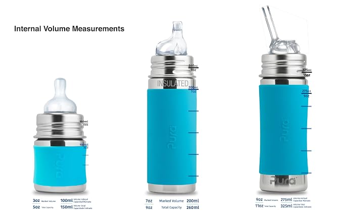 Pura Kiki 9oz/275ml Stainless Steel Infant Bottle w/Sleeve, Anti-Colic - Image 6
