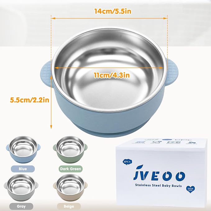 4 Pack Stainless Steel Baby Bowls - Image 6