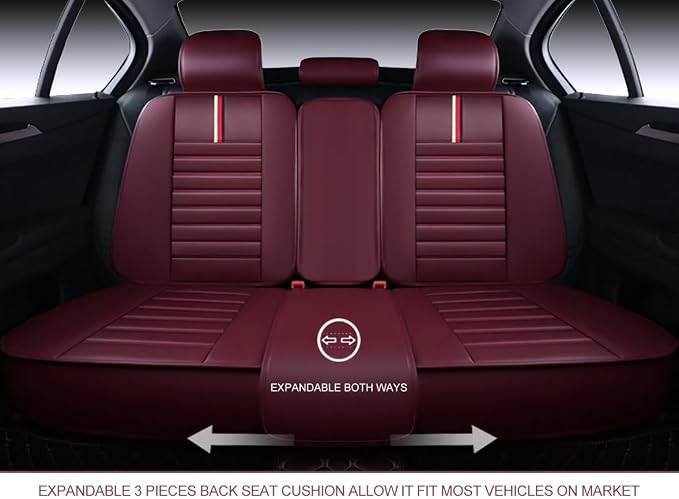 OASIS AUTO Car Seat Covers Premium Waterproof Faux Leather Cushion Universal - Image 7