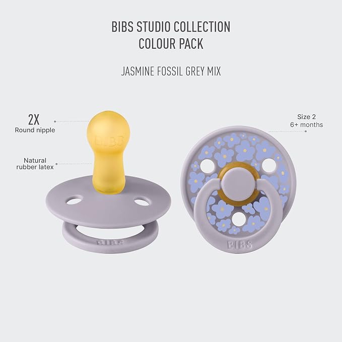 BIBS Pacifiers - Studio 2 Pack | Round Nipple Baby Pacifier | BPA Free Natural - Image 2