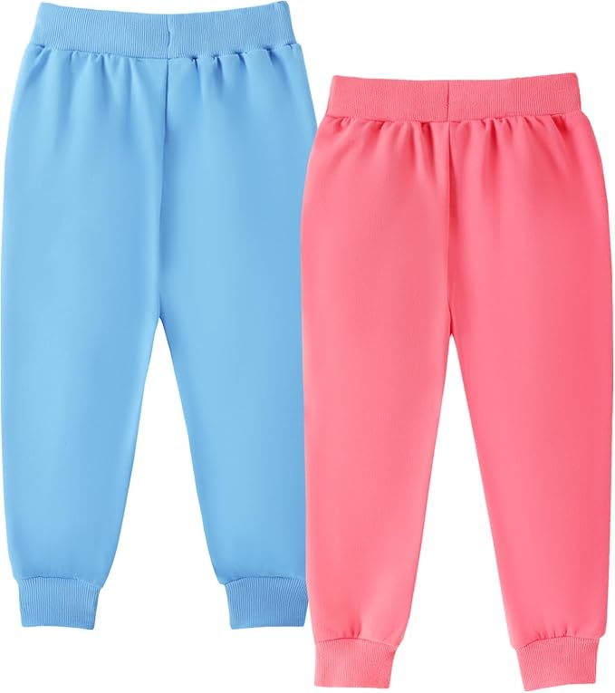 HILEELANG Girls Cotton Joggers Sweatpants Embroidery Drawstring Waist Pockets - Image 3