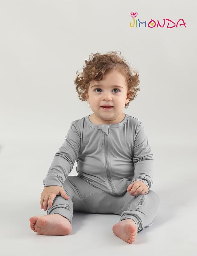 Jimonda Baby Footless Pajamas, Two Zip Closure Long Sleeve Romper, Infant - Image 5