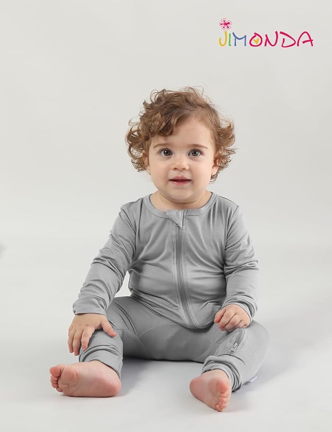 Jimonda Baby Footless Pajamas, Two Zip Closure Long Sleeve Romper, Infant - Image 5