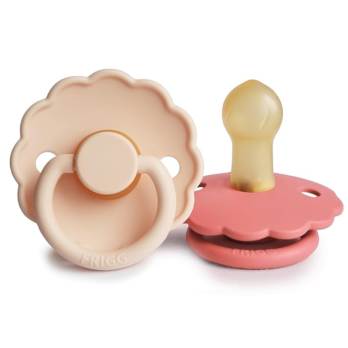 FRIGG Daisy Natural Rubber Baby Pacifier | Made in Denmark | BPA-Free 2-Pack by FRIGG