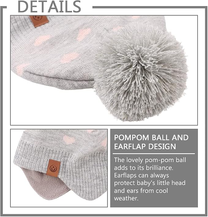 JANGANNSA Knitted Baby Hat Scarf Set Winter Warm Boys Girls Beanie Fleece - Image 3