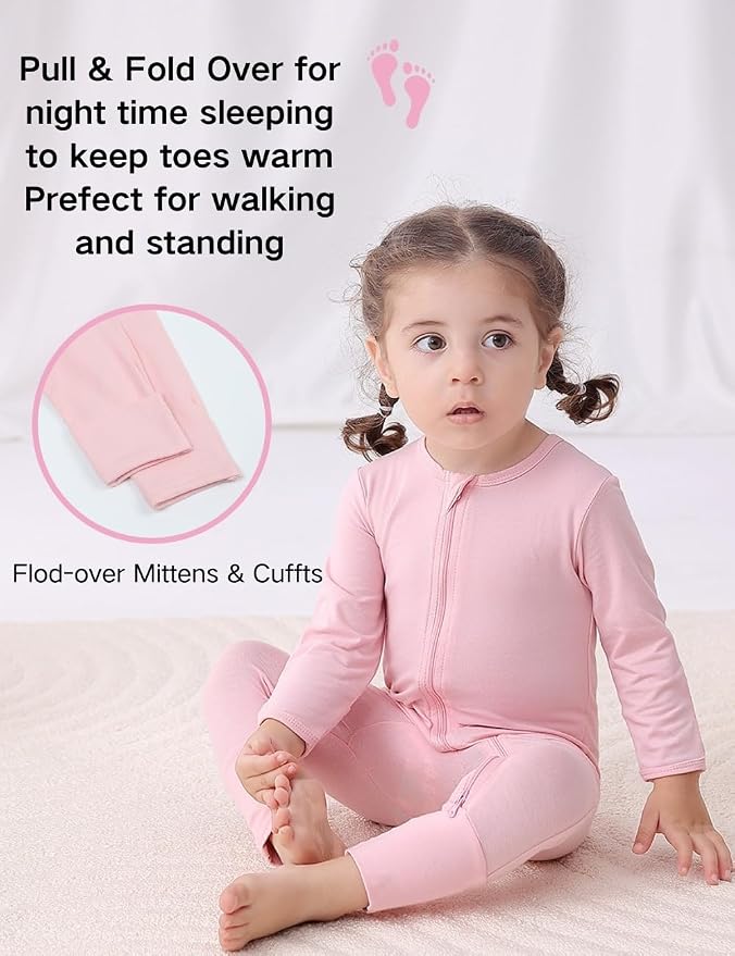 JunNeng 2 Pack Footless Long/Short Sleeve Baby Romper - Image 3
