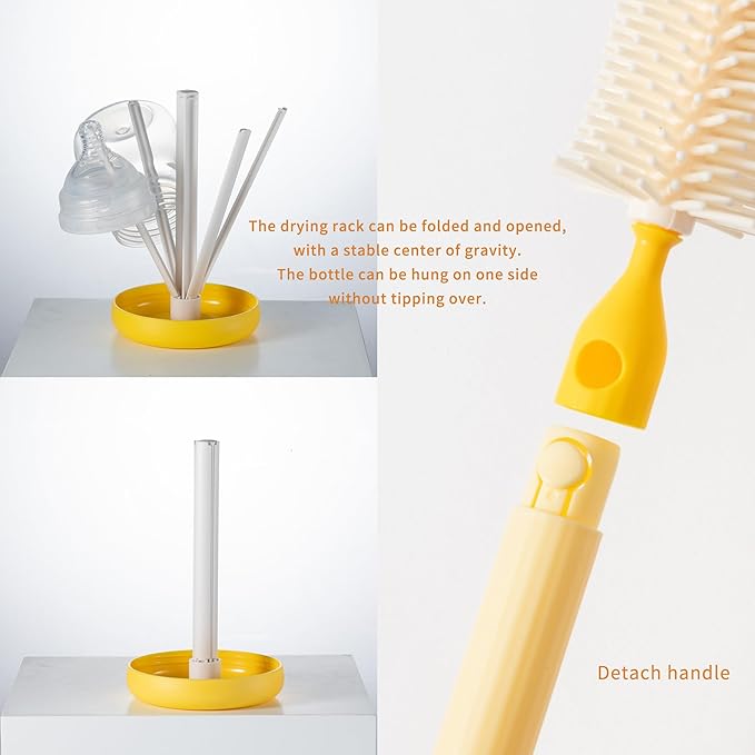 Chemimoso Travel Silicone Baby Bottle Cleaner Brush Set, Foldable Baby Bottle - Image 3