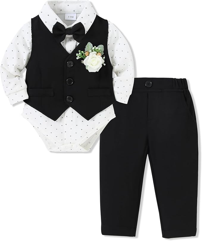 SANMIO Baby Boy Clothes Suits Infant Gentleman Outfit Collared Dress by SANMIO