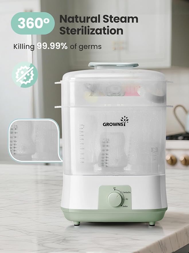 GROWNSY Adjustable 3 in 1 Large Bottle Sterilizer and Dryer, Electric Steam - Image 2