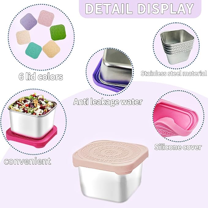 6Pack Stainless Steel Snack Containers - Image 3