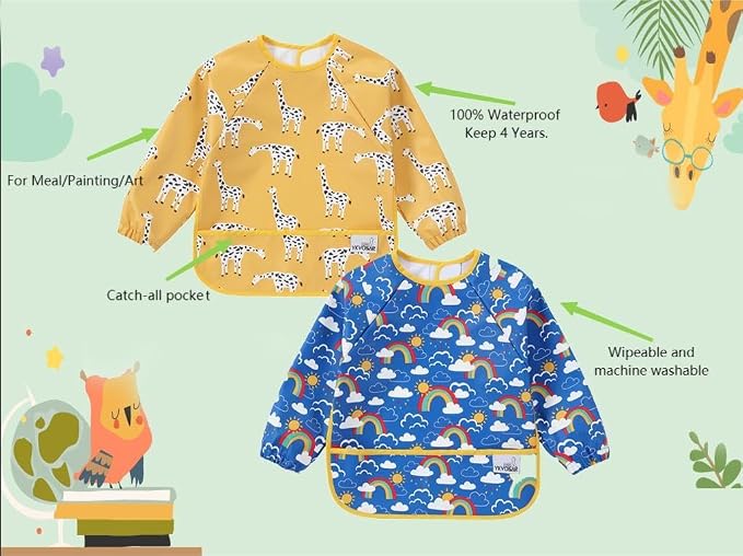 2 Pack Baby Bibs for Boy, Baby Bibs for Eating, Mess Proof Baby Bib, Full - Image 6