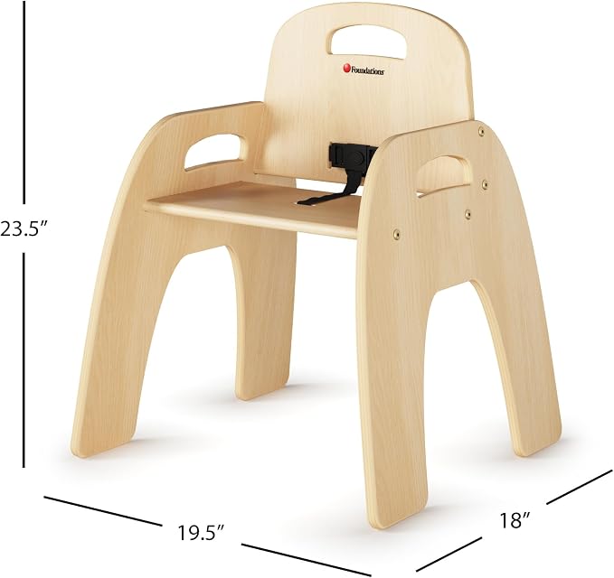 Foundations Simple Sitter 13” Low Wood Feeding Chairs, Wide No-Tip Base - Image 3