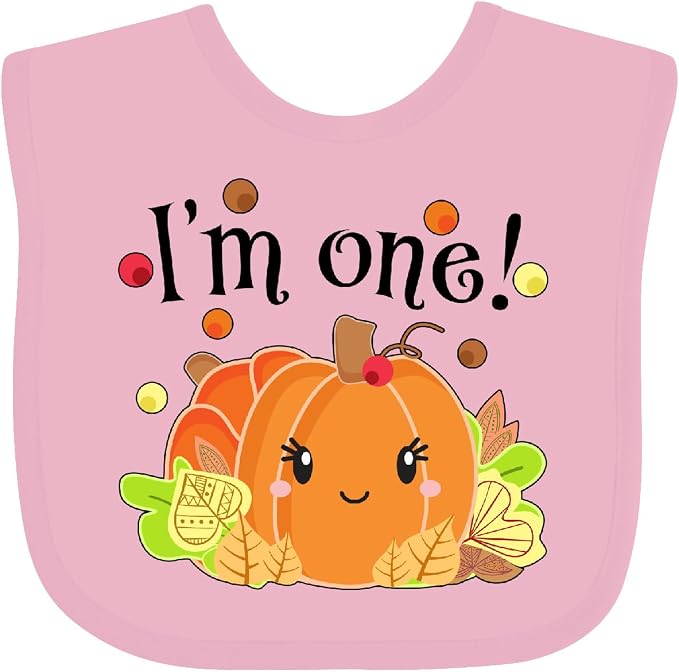 inktastic I'm One- Pumpkin Birthday Autumn Baby Bib by Inktastic
