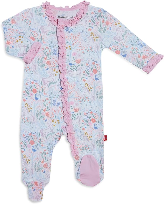 Magnetic Me Girls Modal Magnetic Baby Footie Pajamas | Silky Soft Modal Fabric by magneticme