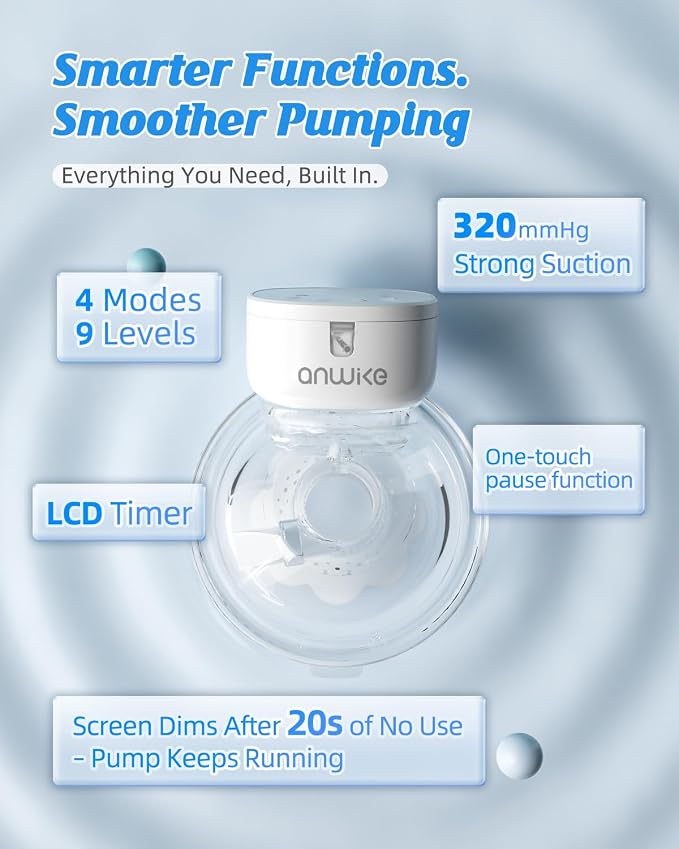 ANWIKE Hands Free Breast Pump Ultra-Light 230g, Wearable Breastfeeding Pump - Image 4